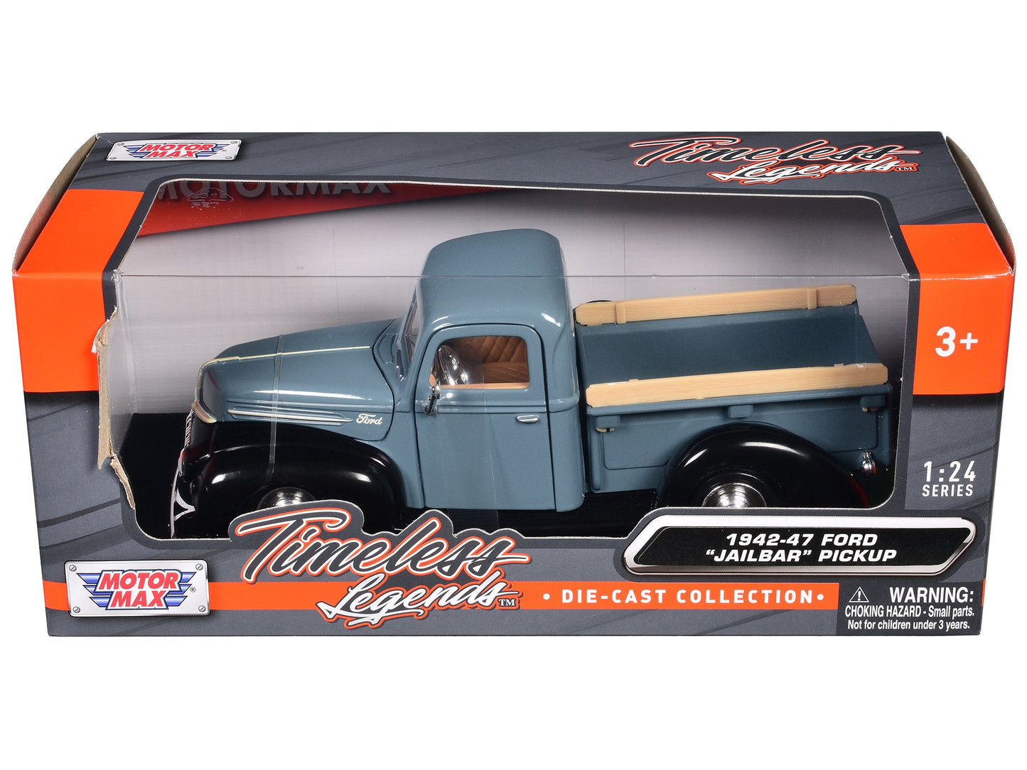 1942-47 Ford "Jailbar" Pickup Truck Blue and Black "Timeless Legends" Series 1/24 Diecast Model Car