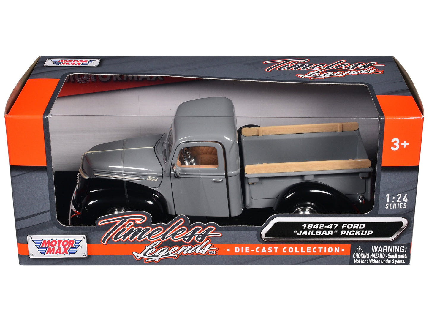 1942-47 Ford "Jailbar" Pickup Truck Gray and Black "Timeless Legends" Series 1/24 Diecast Model Car