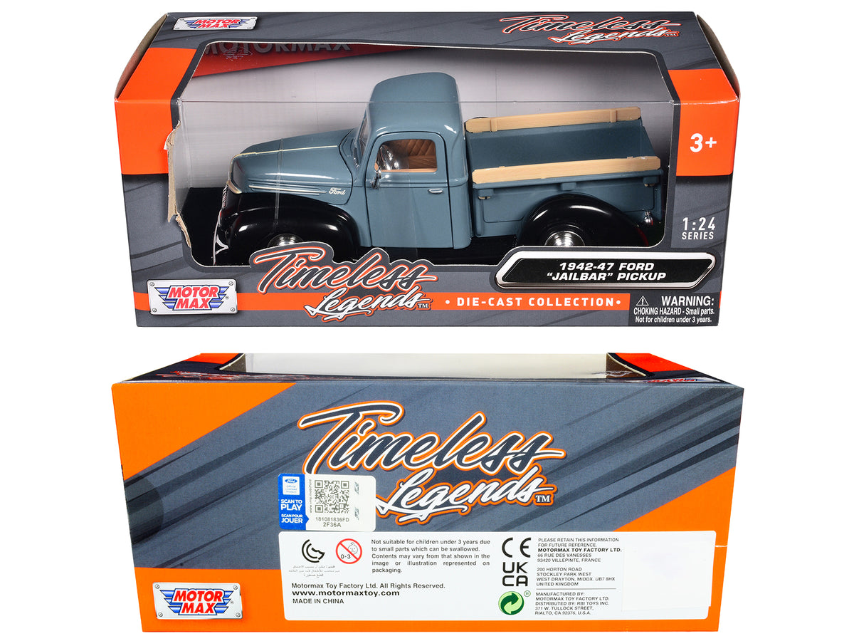 1942-47 Ford "Jailbar" Pickup Truck Blue and Black "Timeless Legends" Series 1/24 Diecast Model Car