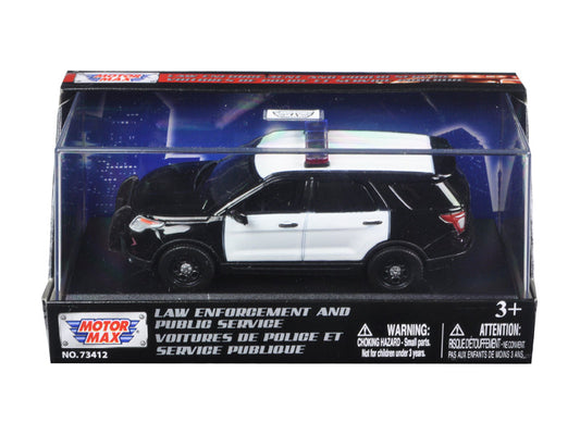 2015 Ford Police Interceptor Utility Plain Black and White 1/43 Diecast Model Car