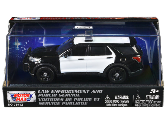 2022 Ford Police Interceptor Utility Black and White Unmarked "Law Enforcement and Public Service" Series 1/43 Diecast Model Car