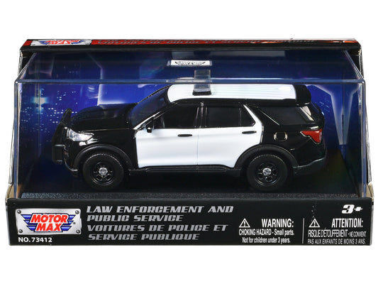 2022 Ford Police Interceptor Utility Black and White Unmarked "Law Enforcement and Public Service" Series 1/43 Diecast Model Car