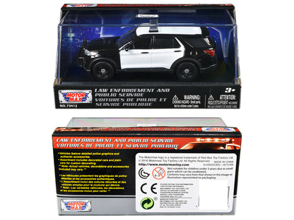 2022 Ford Police Interceptor Utility Black and White Unmarked "Law Enforcement and Public Service" Series 1/43 Diecast Model Car