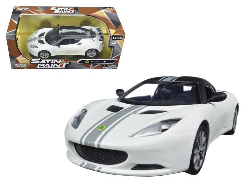 Lotus Evora S Matt White with Black Top and Gray Stripes "Satin Paint" Series 1/24 Diecast Model Car