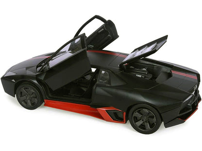 Lamborghini Reventon Matt Black with Red Stripes "Satin Paint" Series 1/24 Diecast Model Car