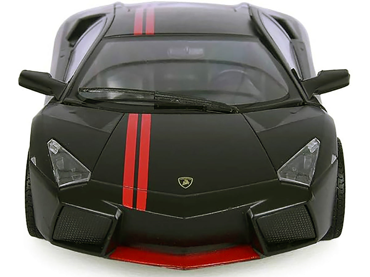 Lamborghini Reventon Matt Black with Red Stripes "Satin Paint" Series 1/24 Diecast Model Car