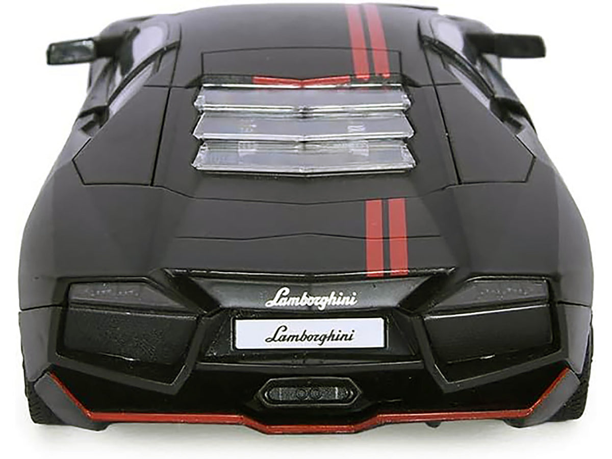 Lamborghini Reventon Matt Black with Red Stripes "Satin Paint" Series 1/24 Diecast Model Car