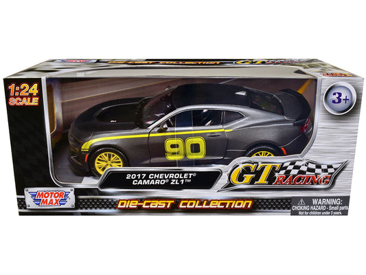 2017 Chevrolet Camaro ZL1 #90 Matt Gray with Yellow Stripes "GT Racing" Series 1/24 Diecast Model Car