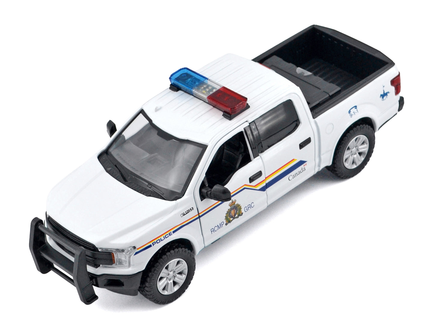 2019 Ford F-150 Lariat Crew Cab Pickup Truck "Royal Canadian Mounted Police" White with Flashing Light Bar and Front and Rear Lights and Sounds "Law Enforcement and Public Service" Series 1/27 Diecast Model Car
