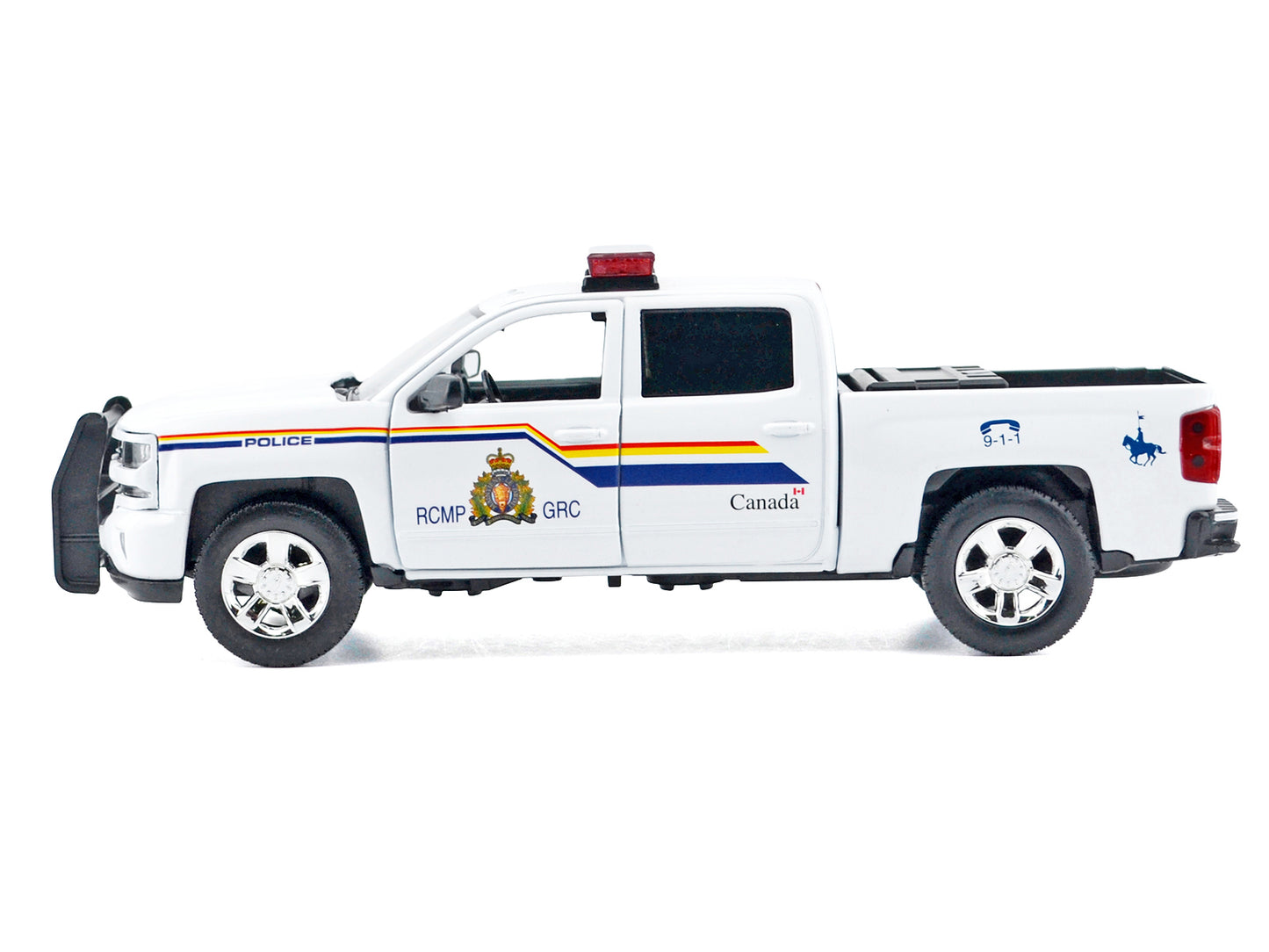 2017 Chevrolet Silverado 1500 LT Z71 Crew Cab Pickup Truck "Royal Canadian Mounted Police" White with Flashing Light Bar and Front and Rear Lights and Sounds "Law Enforcement and Public Service" Series 1/27 Diecast Model Car
