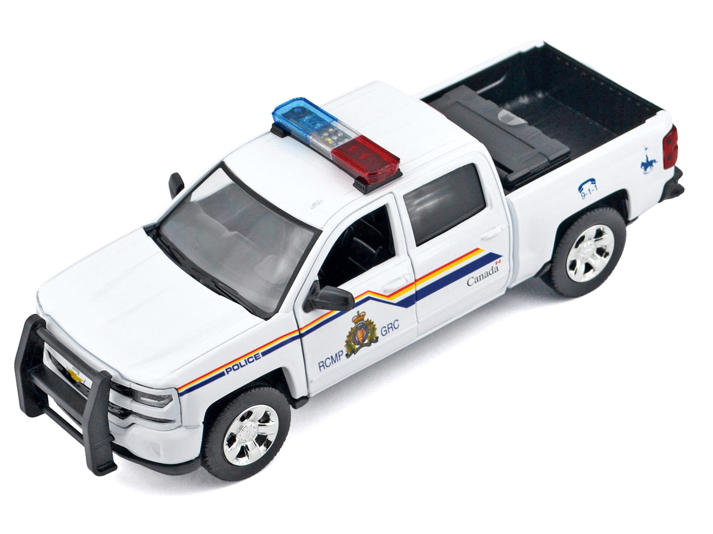 2017 Chevrolet Silverado 1500 LT Z71 Crew Cab Pickup Truck "Royal Canadian Mounted Police" White with Flashing Light Bar and Front and Rear Lights and Sounds "Law Enforcement and Public Service" Series 1/27 Diecast Model Car