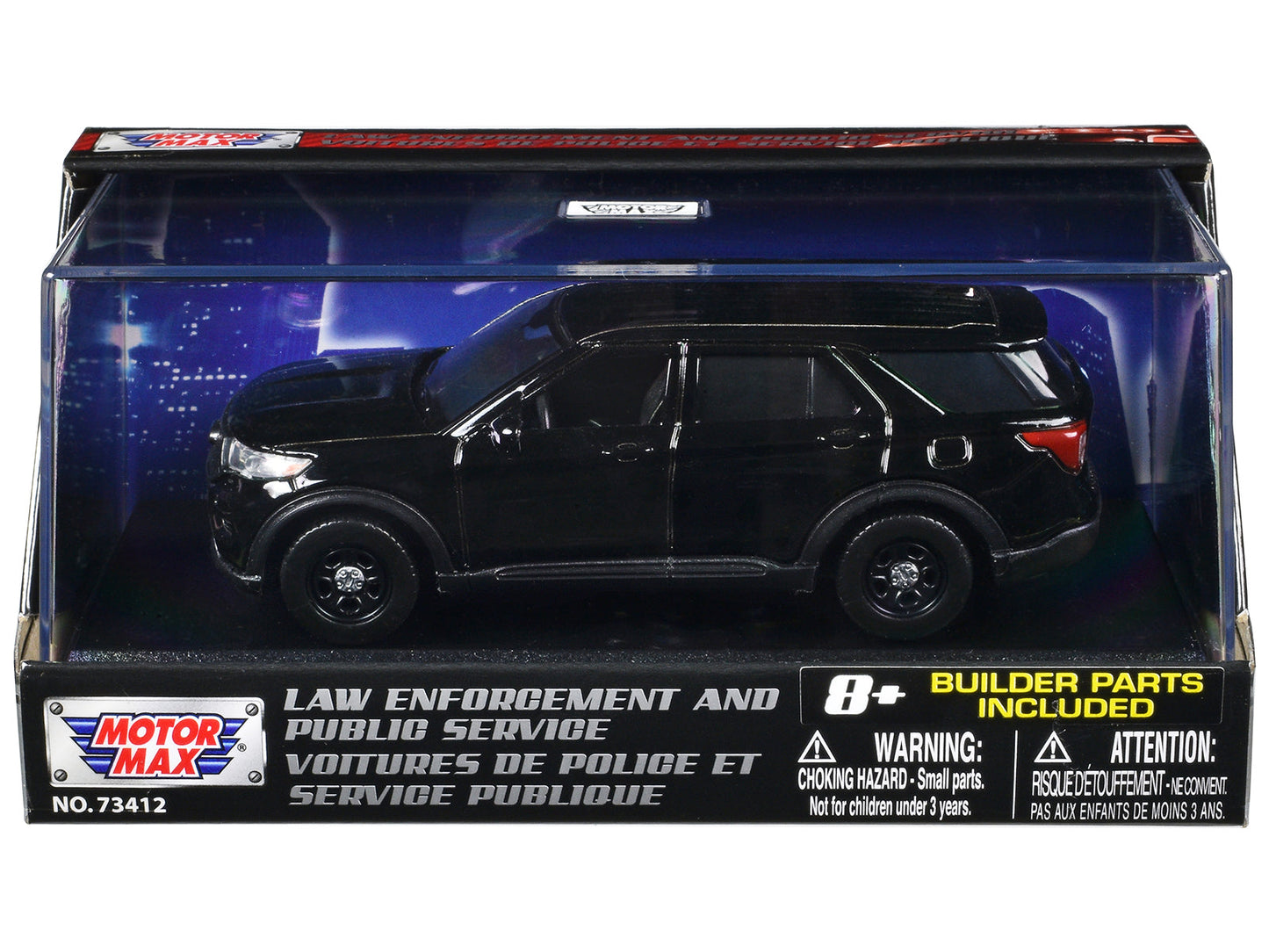 2022 Ford Police Interceptor Utility Black Unmarked "Custom Builder's Kit" "Law Enforcement and Public Service" Series 1/43 Diecast Model Car