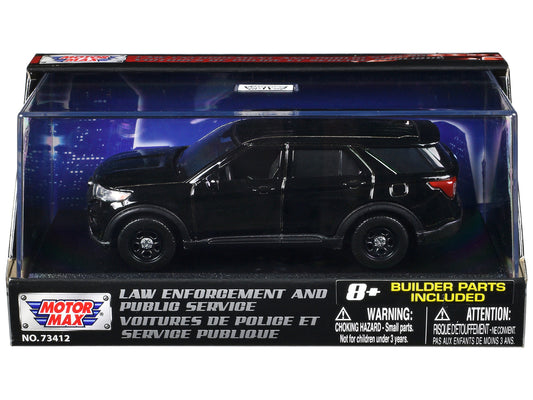 2022 Ford Police Interceptor Utility Black Unmarked "Custom Builder's Kit" "Law Enforcement and Public Service" Series 1/43 Diecast Model Car