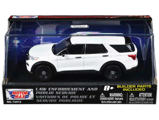 2022 Ford Police Interceptor Utility White Unmarked "Custom Builder's Kit" "Law Enforcement and Public Service" Series 1/43 Diecast Model Car