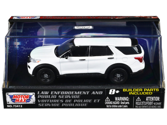 2022 Ford Police Interceptor Utility White Unmarked "Custom Builder's Kit" "Law Enforcement and Public Service" Series 1/43 Diecast Model Car