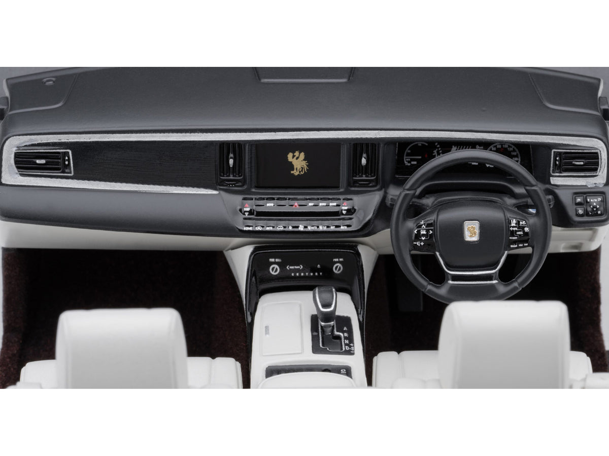 Toyota Century Open Car Convertible RHD (Right Hand Drive) Black with White Interior 1/18 Model Car