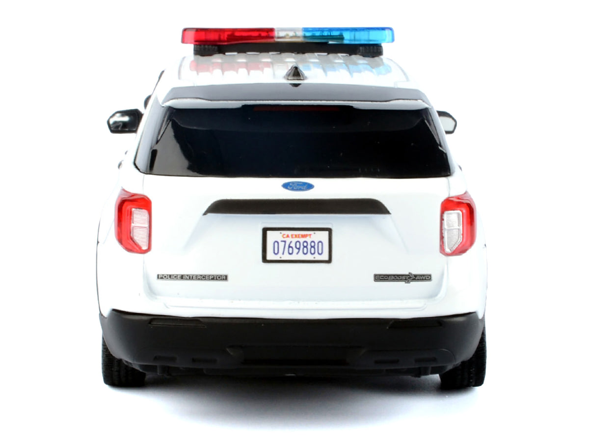 2022 Ford Police Interceptor Utility Plain White "Builder's Kit" with Flashing Light Bar and Front and Rear Lights and Sounds 1/24 Diecast Model Car