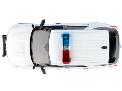 2022 Ford Police Interceptor Utility Plain White "Builder's Kit" with Flashing Light Bar and Front and Rear Lights and Sounds 1/24 Diecast Model Car