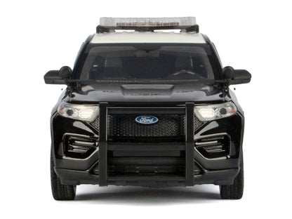 2022 Ford Police Interceptor Utility Black and White "Los Angeles Police Department (LAPD)" with Flashing Light Bar and Front and Rear Lights and Sounds 1/24 Diecast Model Car