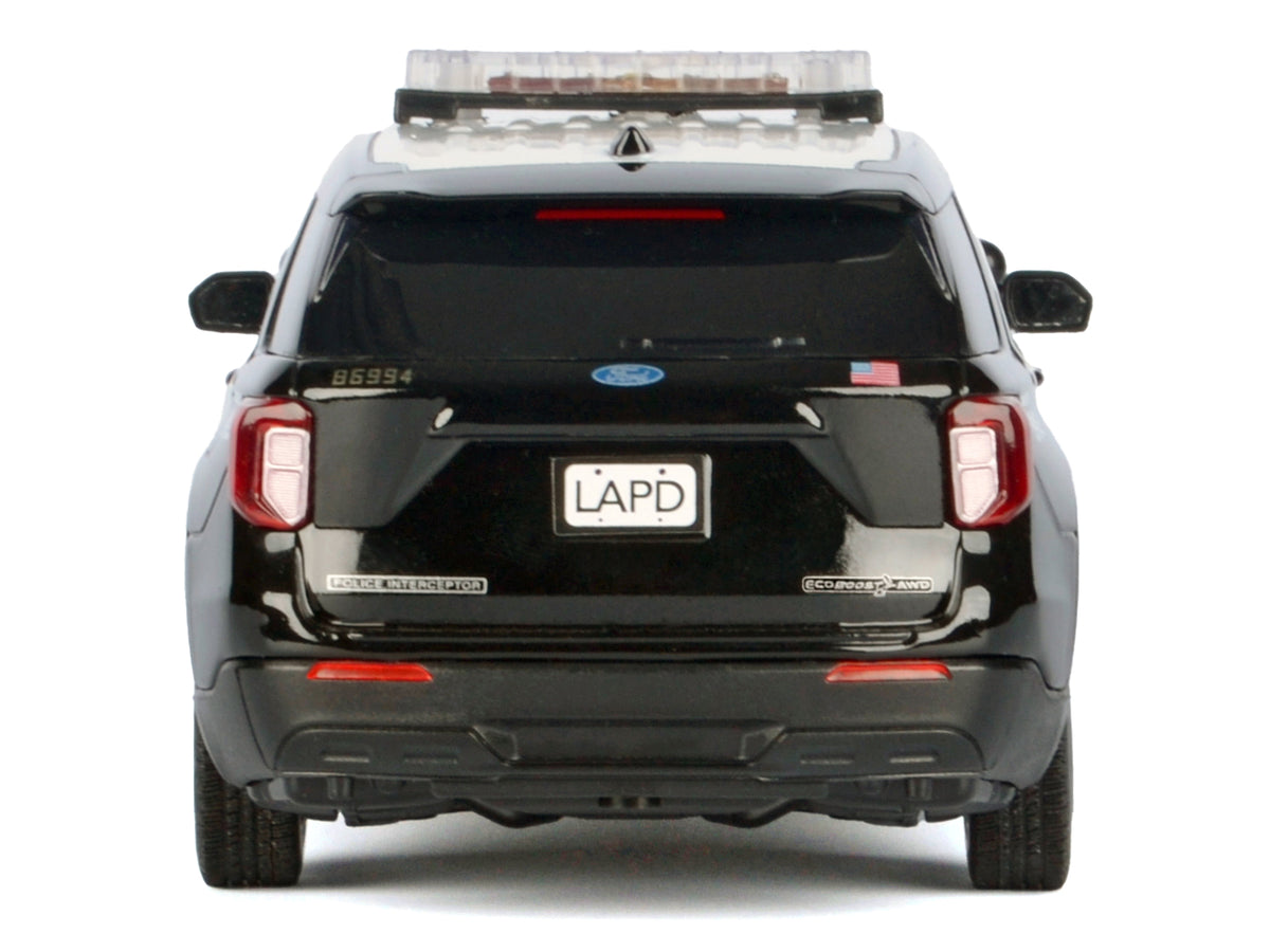 2022 Ford Police Interceptor Utility Black and White "Los Angeles Police Department (LAPD)" with Flashing Light Bar and Front and Rear Lights and Sounds 1/24 Diecast Model Car