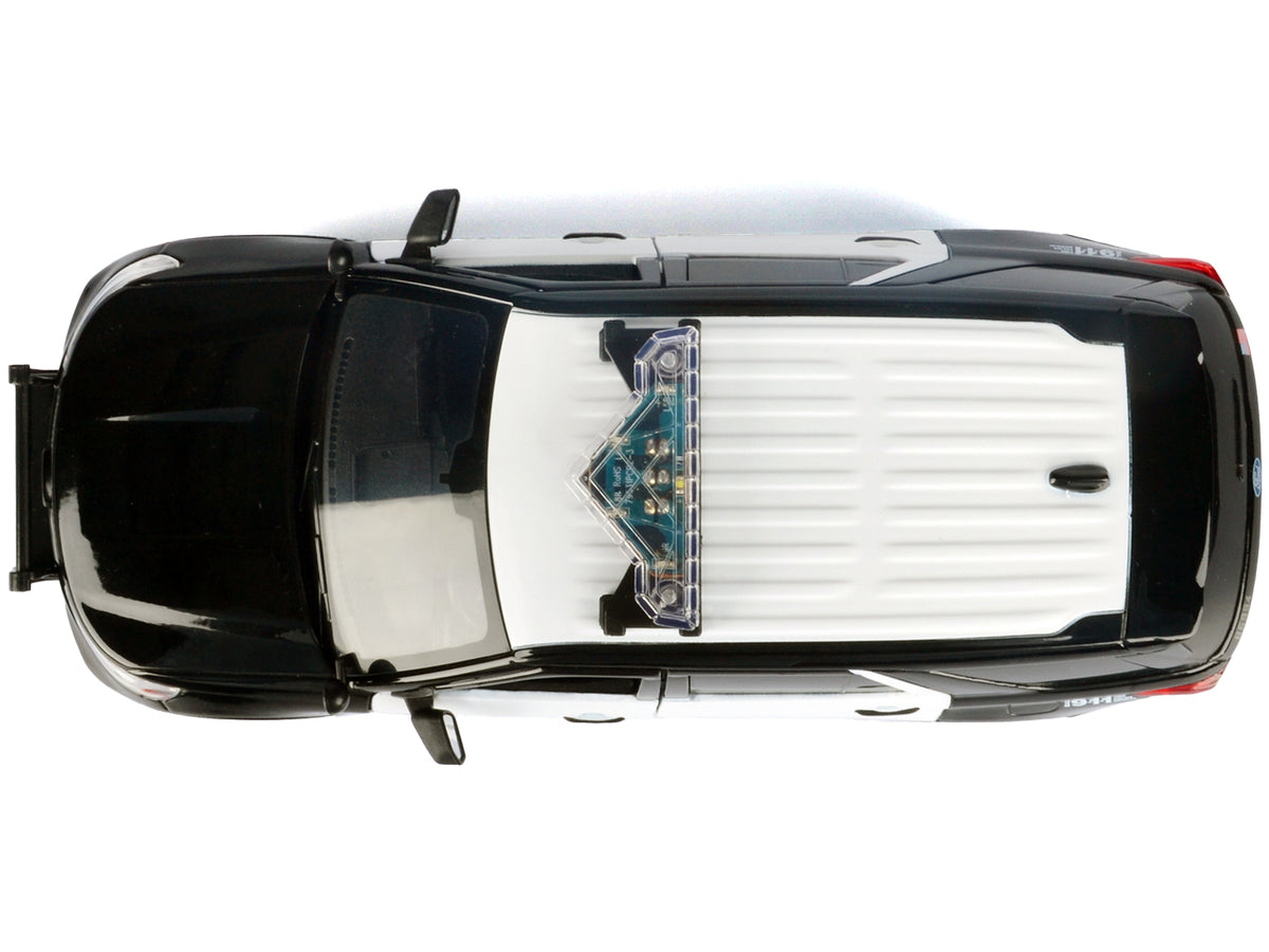 2022 Ford Police Interceptor Utility Black and White "Los Angeles Police Department (LAPD)" with Flashing Light Bar and Front and Rear Lights and Sounds 1/24 Diecast Model Car