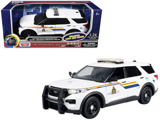 2022 Ford Police Interceptor Utility White "Royal Canadian Mounted Police (RCMP)" with Flashing Light Bar and Front and Rear Lights and Sounds 1/24 Diecast Model Car