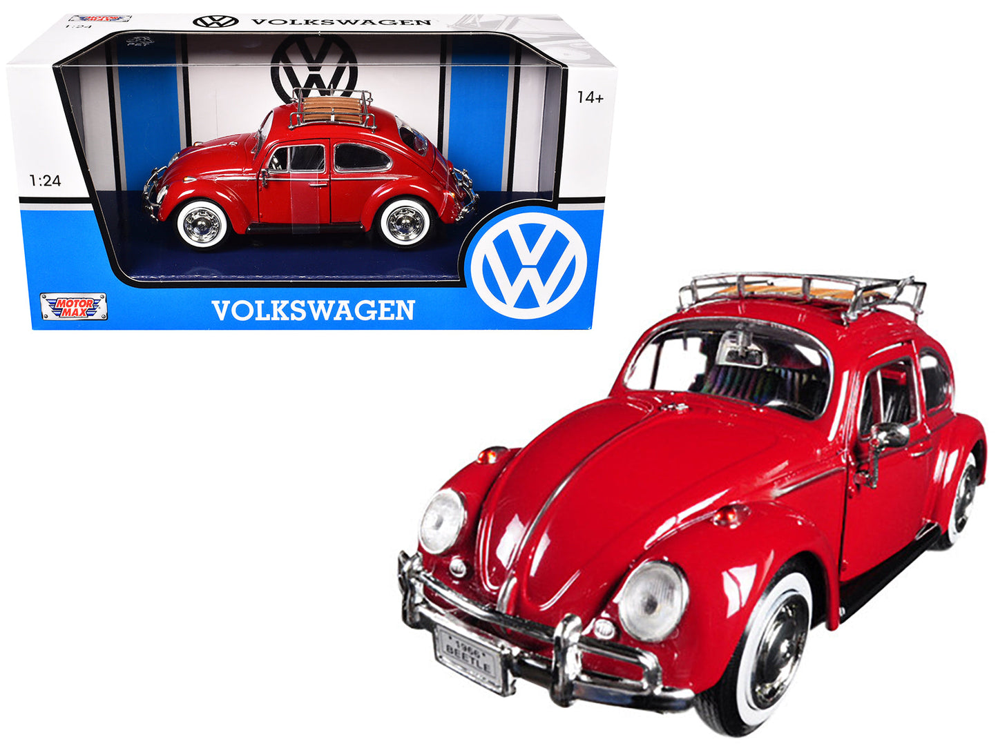 1966 Volkswagen Classic Beetle Red 1/24 Diecast Car Model