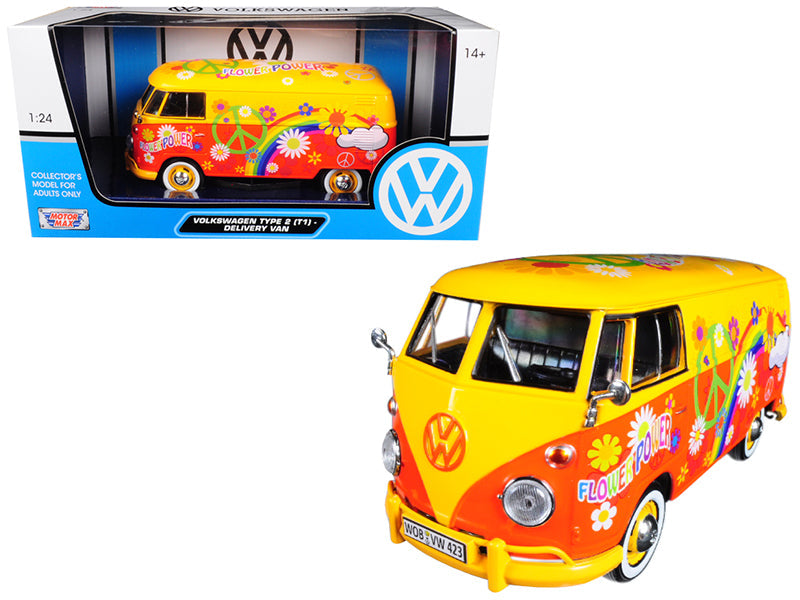 Volkswagen Type 2 (T1) Delivery Van Flower Power 1/24 Diecast Car Model