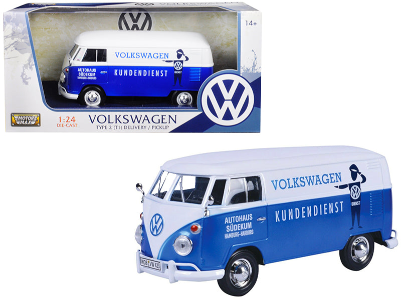 Volkswagen Type 2 (T1) Delivery Van Autohaus Sudekum "Kundendienst" Candy Blue and White 1/24 Diecast Model Car