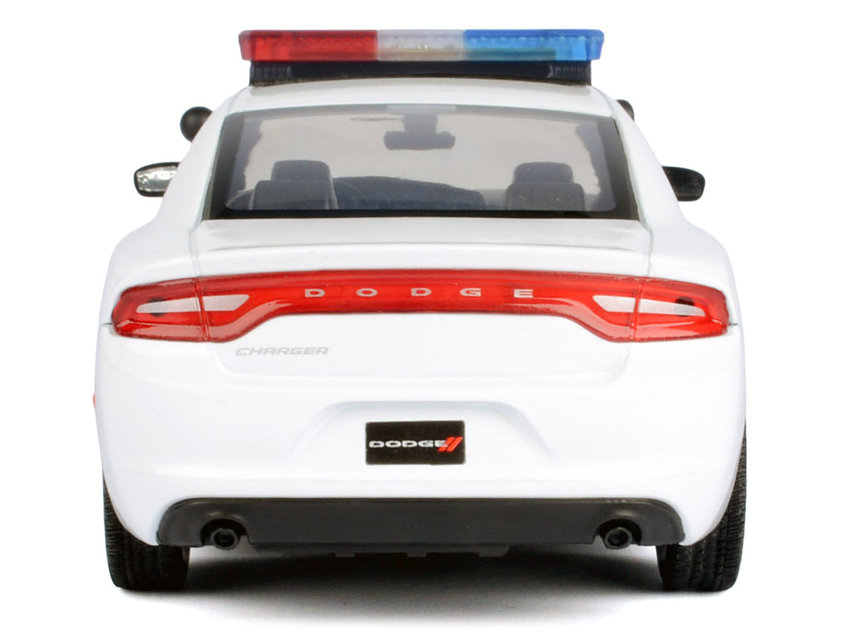 2023 Dodge Charger Pursuit Police Car Unmarked White with Flashing Light Bar Front and Rear Lights and 2 Sounds "Builder's Kit" 1/24 Diecast Model Car