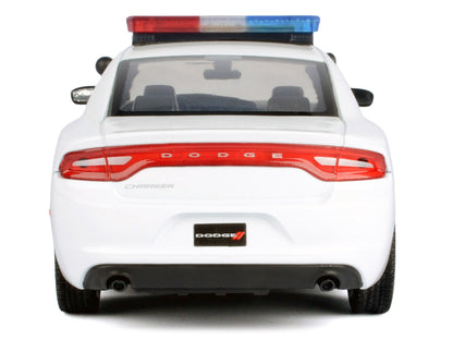 2023 Dodge Charger Pursuit Police Car Unmarked White with Flashing Light Bar Front and Rear Lights and 2 Sounds "Builder's Kit" 1/24 Diecast Model Car