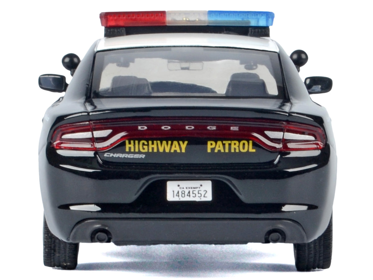 2023 Dodge Charger Pursuit Police Car "California Highway Patrol (CHP)" Black and White with Flashing Light Bar and Front and Rear Lights and Sounds 1/24 Diecast Model Car