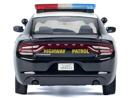 2023 Dodge Charger Pursuit Police Car "California Highway Patrol (CHP)" Black and White with Flashing Light Bar and Front and Rear Lights and Sounds 1/24 Diecast Model Car