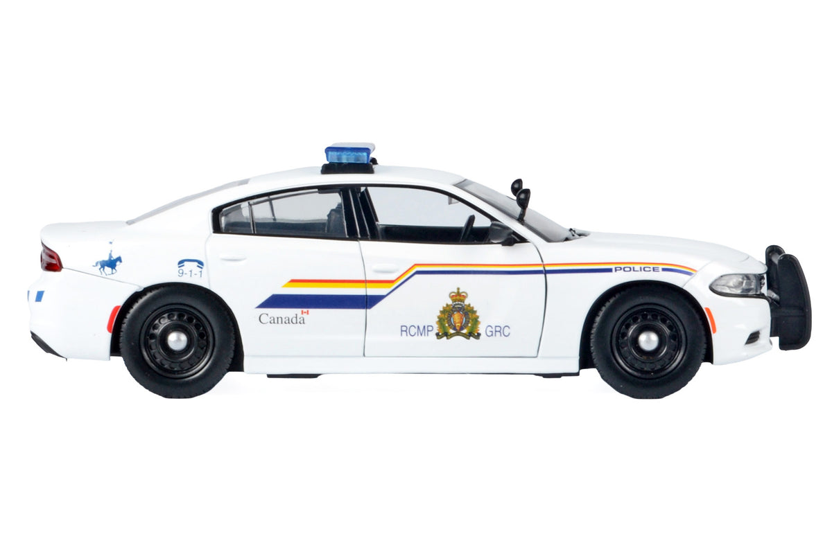 2023 Dodge Charger Pursuit Police Car "Royal Canadian Mounted Police (RCMP)" White with Flashing Light Bar and Front and Rear Lights and Sound 1/24 Diecast Model Car