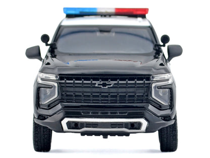 2025 Chevrolet Tahoe PPV "LAPD (Los Angeles Police Department)" Black and White with Flashing Light Bar and Front and Rear Lights and Sounds 1/24 Diecast Model Car