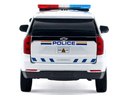 2025 Chevrolet Tahoe PPV "RCMP (Royal Canadian Mounted Police)" White with Stripes with Flashing Light Bar and Front and Rear Lights and Sounds 1/24 Diecast Model Car