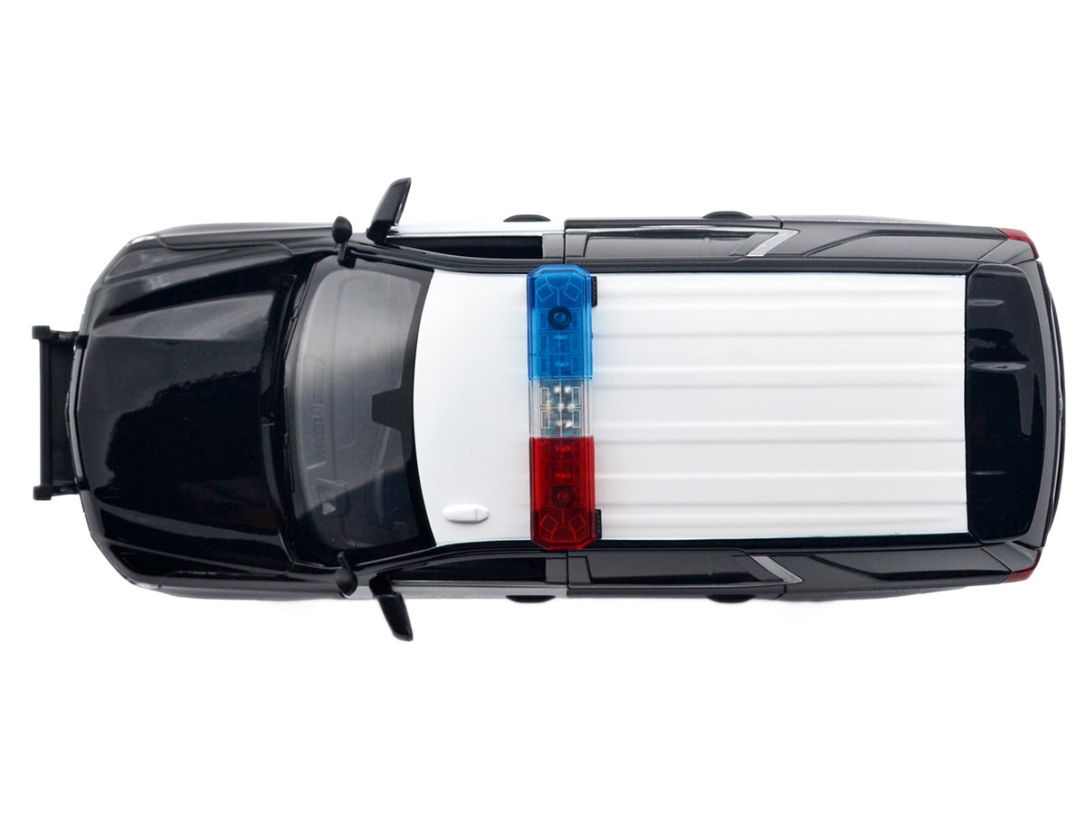2025 Chevrolet Tahoe PPV "CHP (California Highway Patrol)" Black and White with Flashing Light Bar and Front and Rear Lights and Sounds 1/24 Diecast Model Car