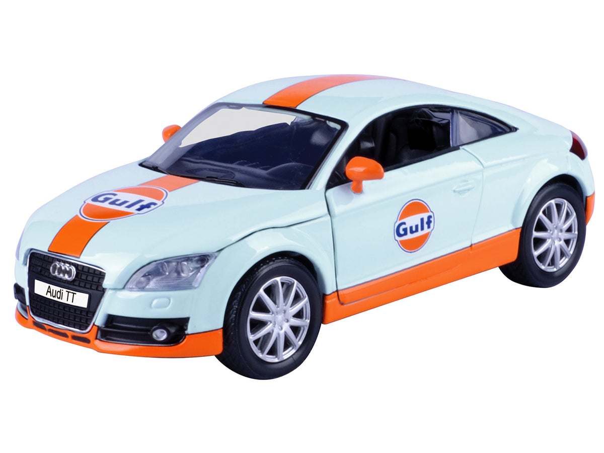 Audi TT Coupe "Gulf Oil" Light Blue with Orange Stripes "Gulf Die-Cast Collection" 1/24 Diecast Model Car