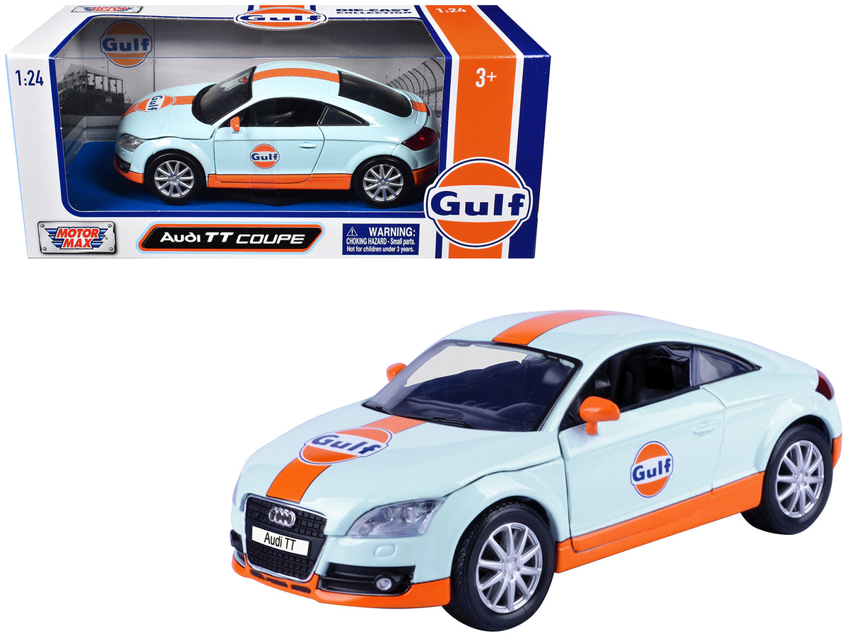 Audi TT Coupe "Gulf Oil" Light Blue with Orange Stripes "Gulf Die-Cast Collection" 1/24 Diecast Model Car