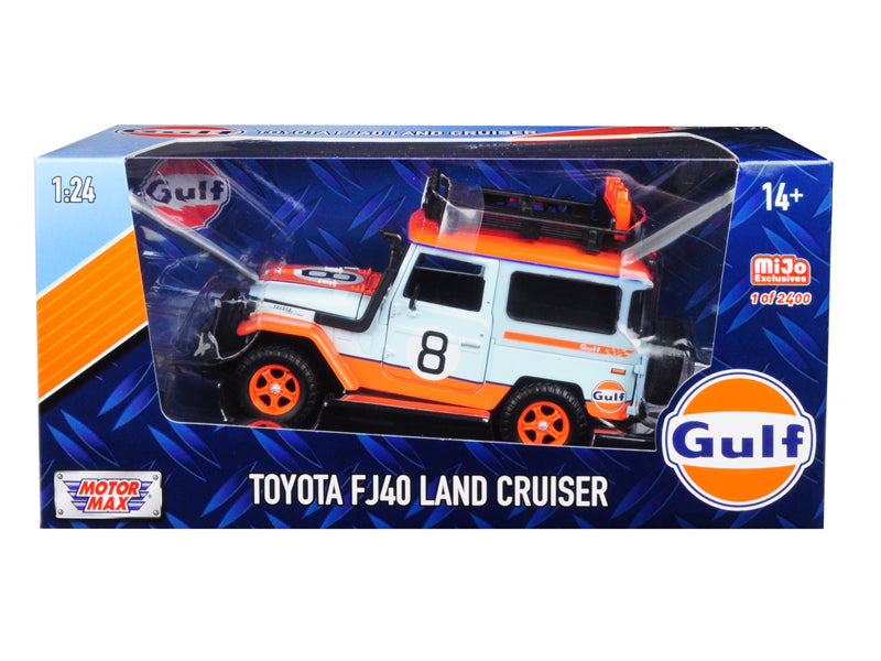 Toyota FJ40 Land Cruiser #8 "Gulf Oil"  White Limited Edition to 2400 pieces Worldwide 1/24 Diecast Model Car
