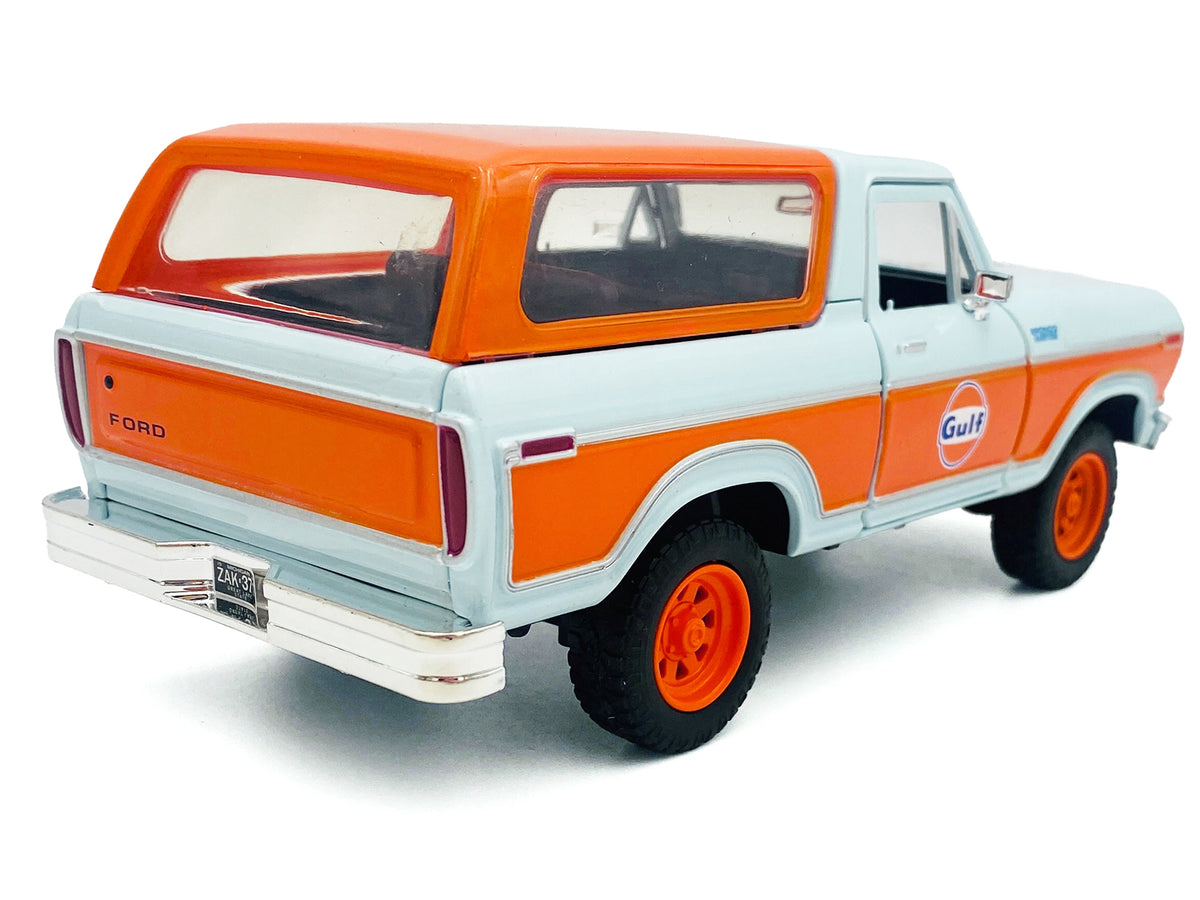 1978 Ford Bronco Light Blue and Orange "Gulf Oil" "Gulf Die-Cast Collection" 1/24 Diecast Model Car