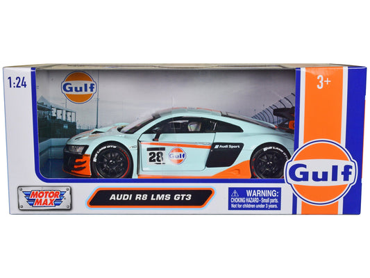 Audi R8 LMS GT3 #28 Light Blue with Orange Stripes "Gulf Oil" "Gulf Die-Cast Collection" 1/24 Diecast Model Car