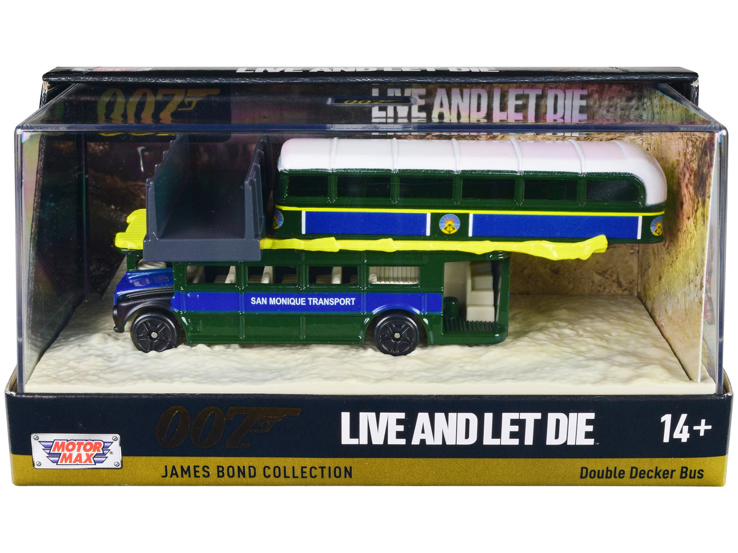 Double Decker Bus "San Monique Transport" "Hitting Bridge Scene" James Bond 007 "Live and Let Die" (1973) Movie with Display "James Bond Collection" Series Diecast Model