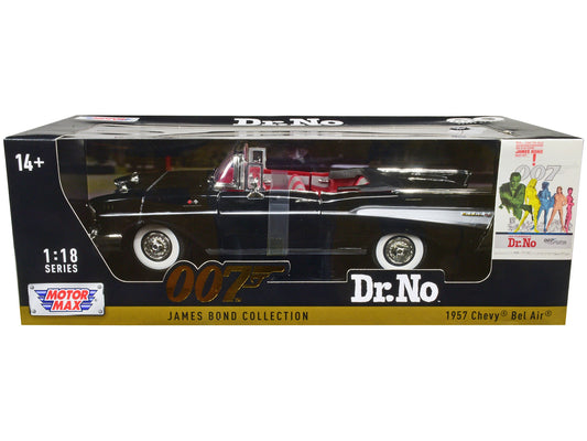 1957 Chevrolet Bel Air Convertible Black James Bond 007 "Dr. No" (1962) Movie 1/18 Diecast Model Car