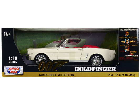 1964 1/2 Ford Mustang Convertible White with Red Interior James Bond 007 "Goldfinger" (1964) Movie "James Bond Collection" Series 1/18 Diecast Model Car