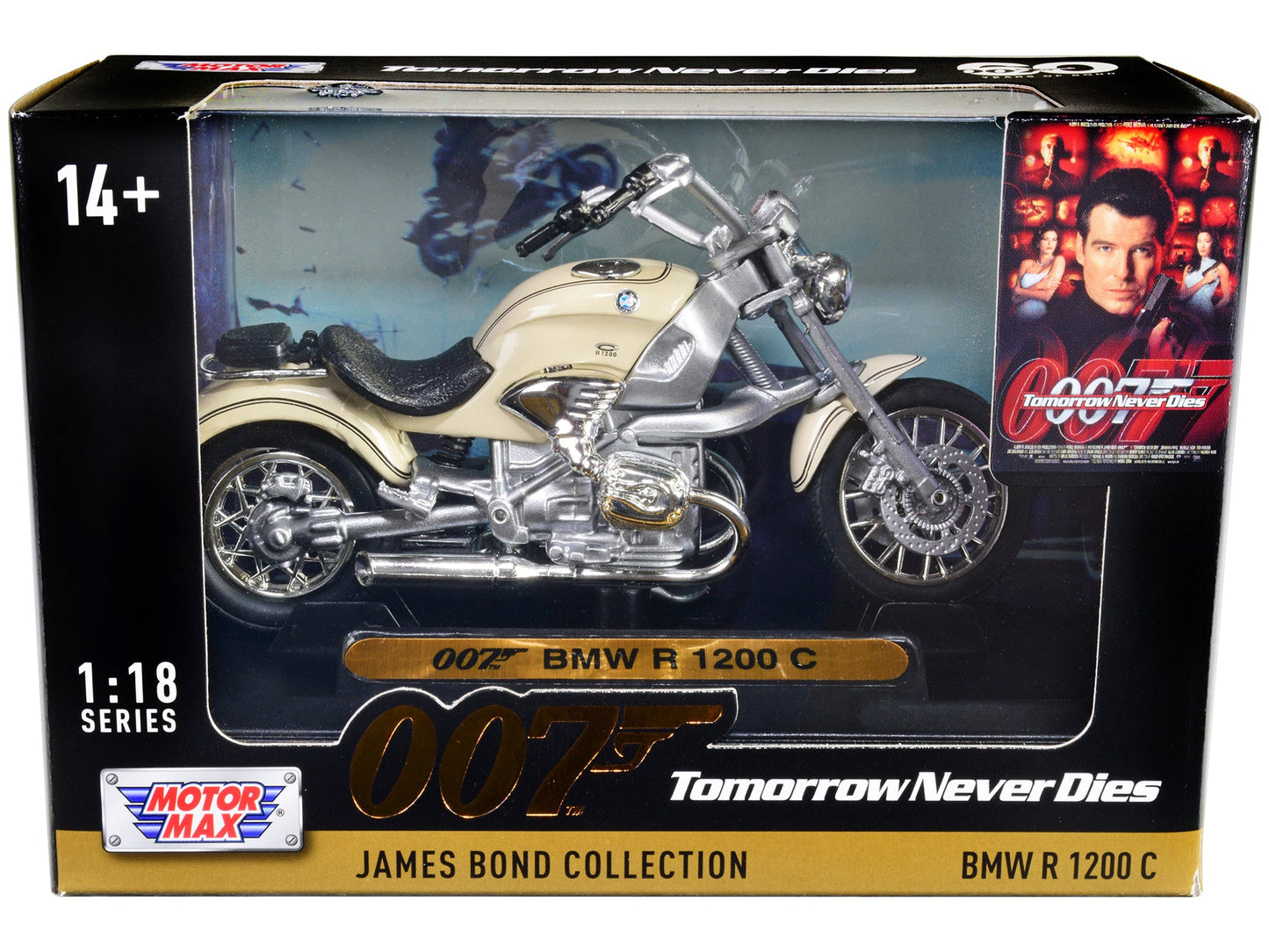 BMW R 1200 C Motorcycle Cream James Bond 007 "Tomorrow Never Dies" (1997) Movie "James Bond Collection" Series 1/18 Diecast Model Car