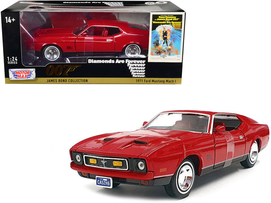 1971 Ford Mustang Mach 1 Red James Bond 007 "Diamonds are Forever" (1971) Movie "James Bond Collection" Series 1/24 Diecast Model Car