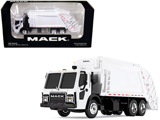 Mack LR with McNeilus Rear Load Refuse Body White 1/87 (HO) Diecast Model