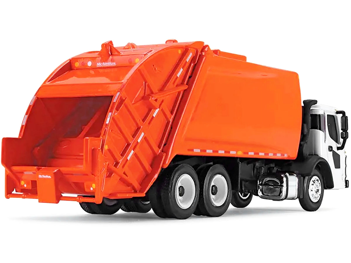 Mack LR with McNeilus Rear Load Refuse Body Orange and White 1/87 (HO) Diecast Model