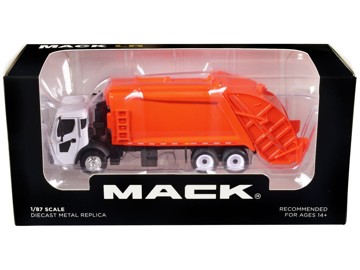 Mack LR with McNeilus Rear Load Refuse Body Orange and White 1/87 (HO) Diecast Model